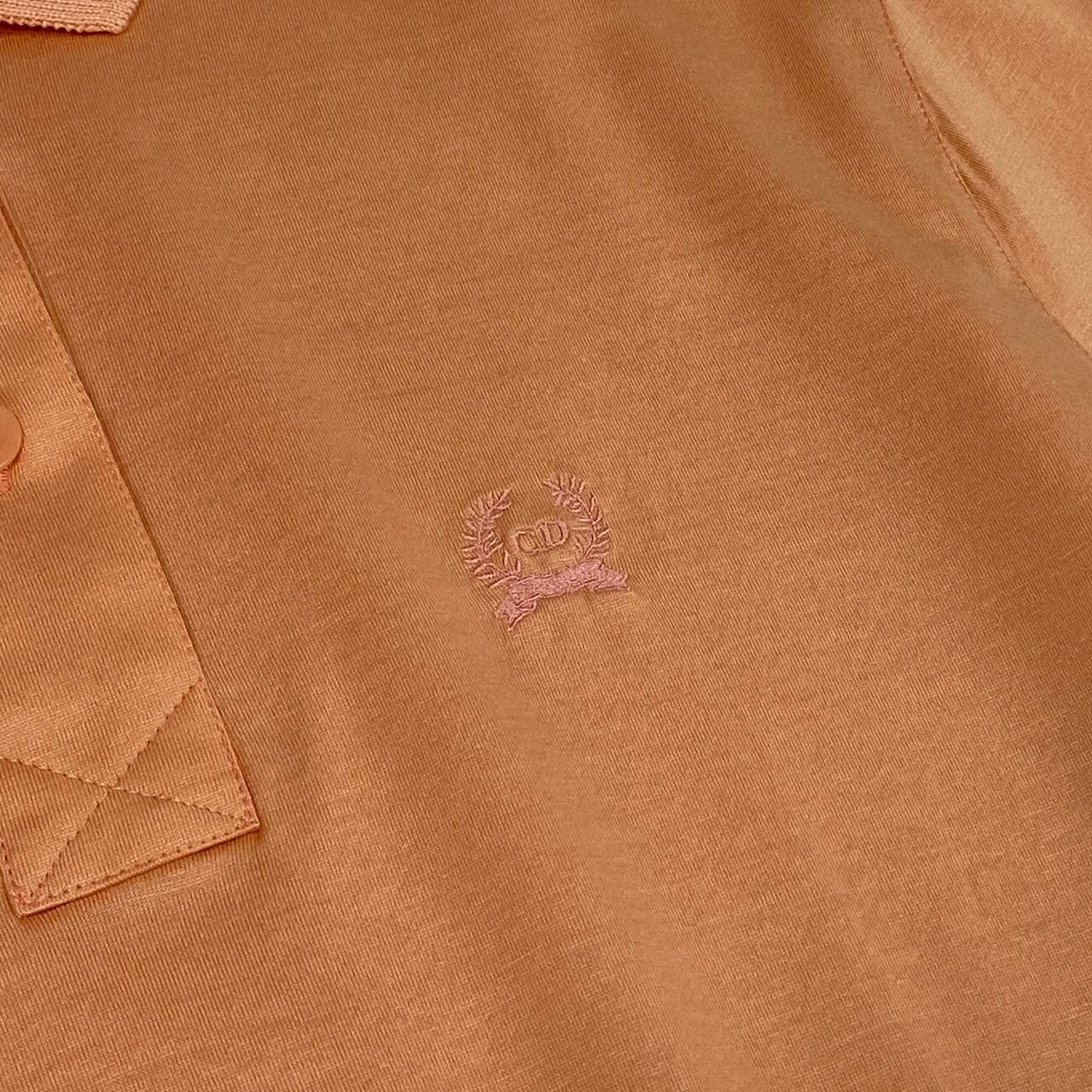 Ec27 Christian Dior クリスチャンディオール 半袖ポロシャツ ブランドロゴ刺繍 コットンシャツ トップスカットソー Mサイズ オレンジベージュ コットン100％ レディース 女性用u02t