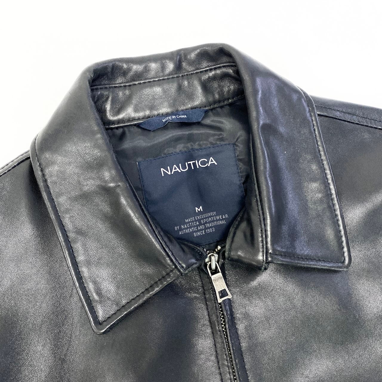 26e11 《美品》 NAUTICA ノーティカ レザージャケット サイズM / L相当 ブラック 本革 Leather Jackett18r