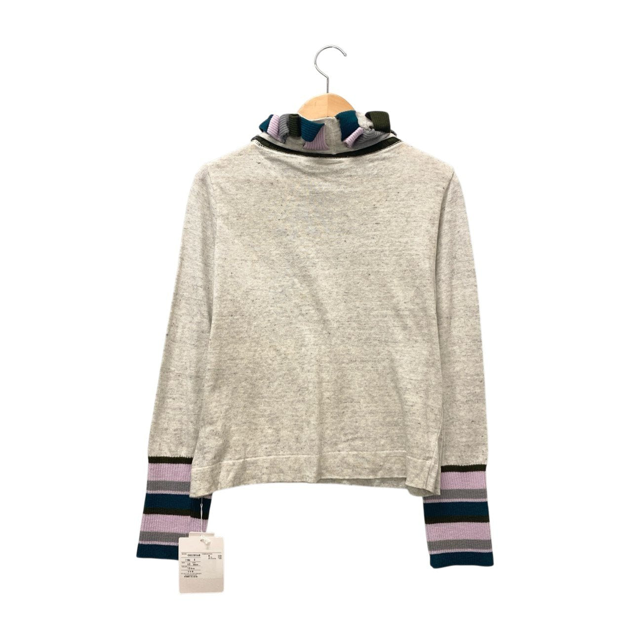 74c13 《新品タグ付き》 i+mu センソユニコ ネックデザイン コットンニット セーター 40 グレー レディースu02t