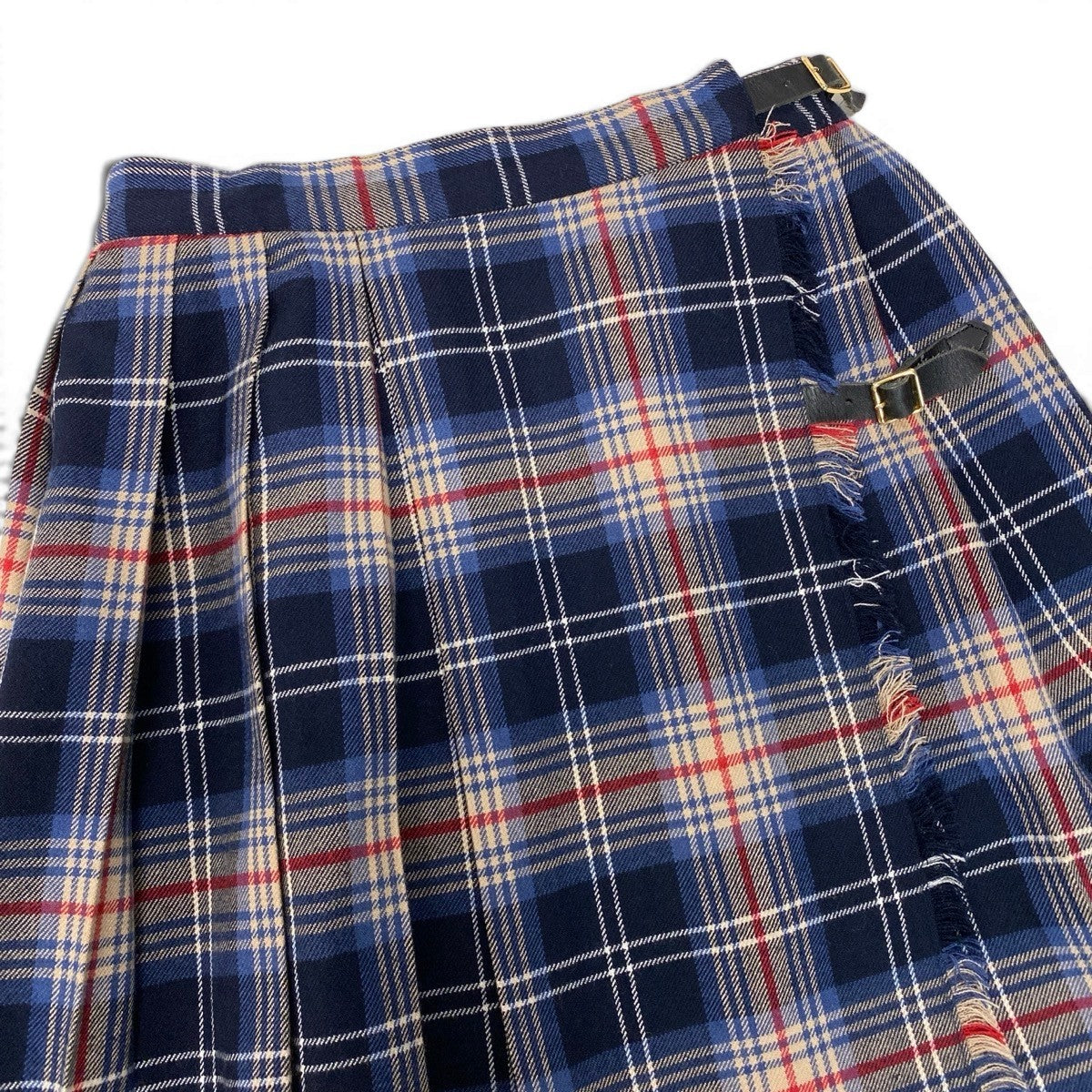 Ig9 BURBERRY バーバリー ラップスカート チェック柄 バックプリーツ サイズS/160 マルチカラー レディースo07t