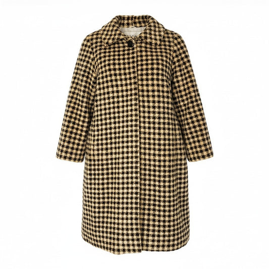 32d2 GRES グレ シェアードミンクコート 毛皮ロングコート 千鳥格子柄 アウター Fサイズ ベージュ ブラウン シェアード レディース 女性用k02i