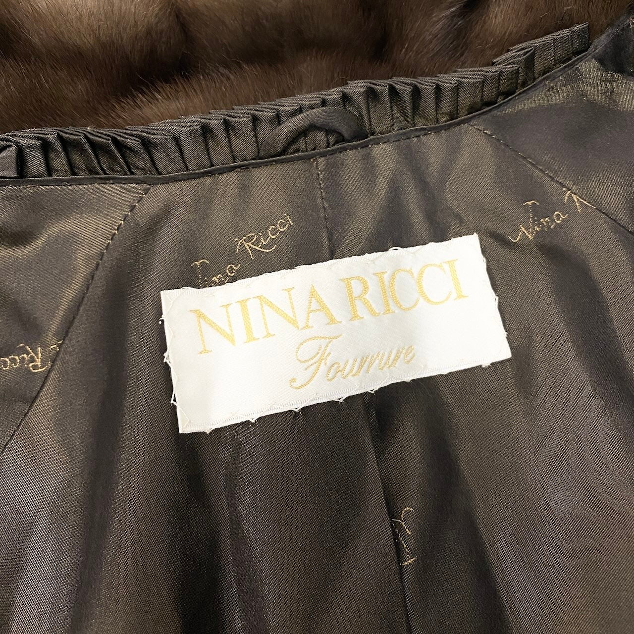 42c26 NINA RICCI ニナリッチ パステルミンク ロングコート サイズ11 ブラウン 最高級本毛皮 BLUE MIRAGE 毛質◎t18r