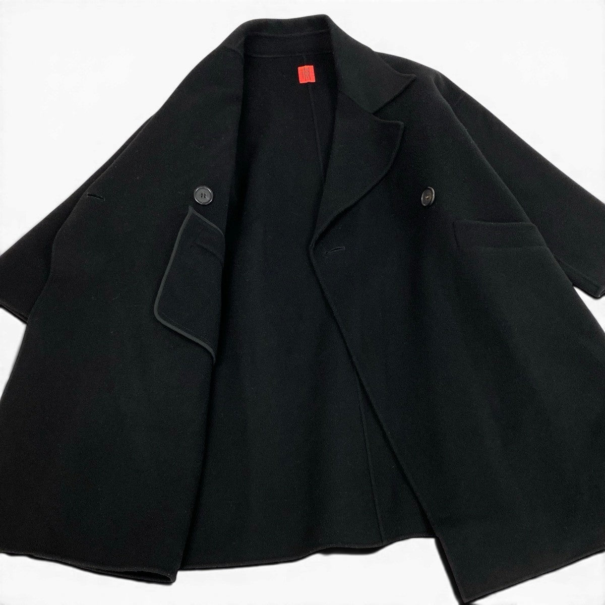 Af27 ISSEY MIYAKE Haat イッセイミヤケ ハート ダブルブレスト ロングコート HA93FA710 サイズ2 ブラック ウール100％ レディースo07t