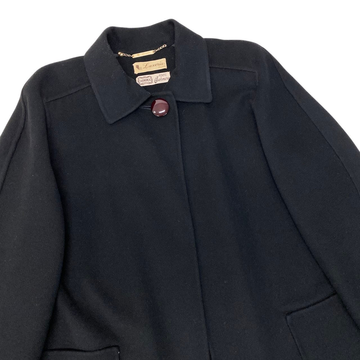 15j16 Luxoria MILANO ラグソリア AGNONA アニオナ ロングコートアウター ブラック カシミヤ100％ レディース 女性用u02t