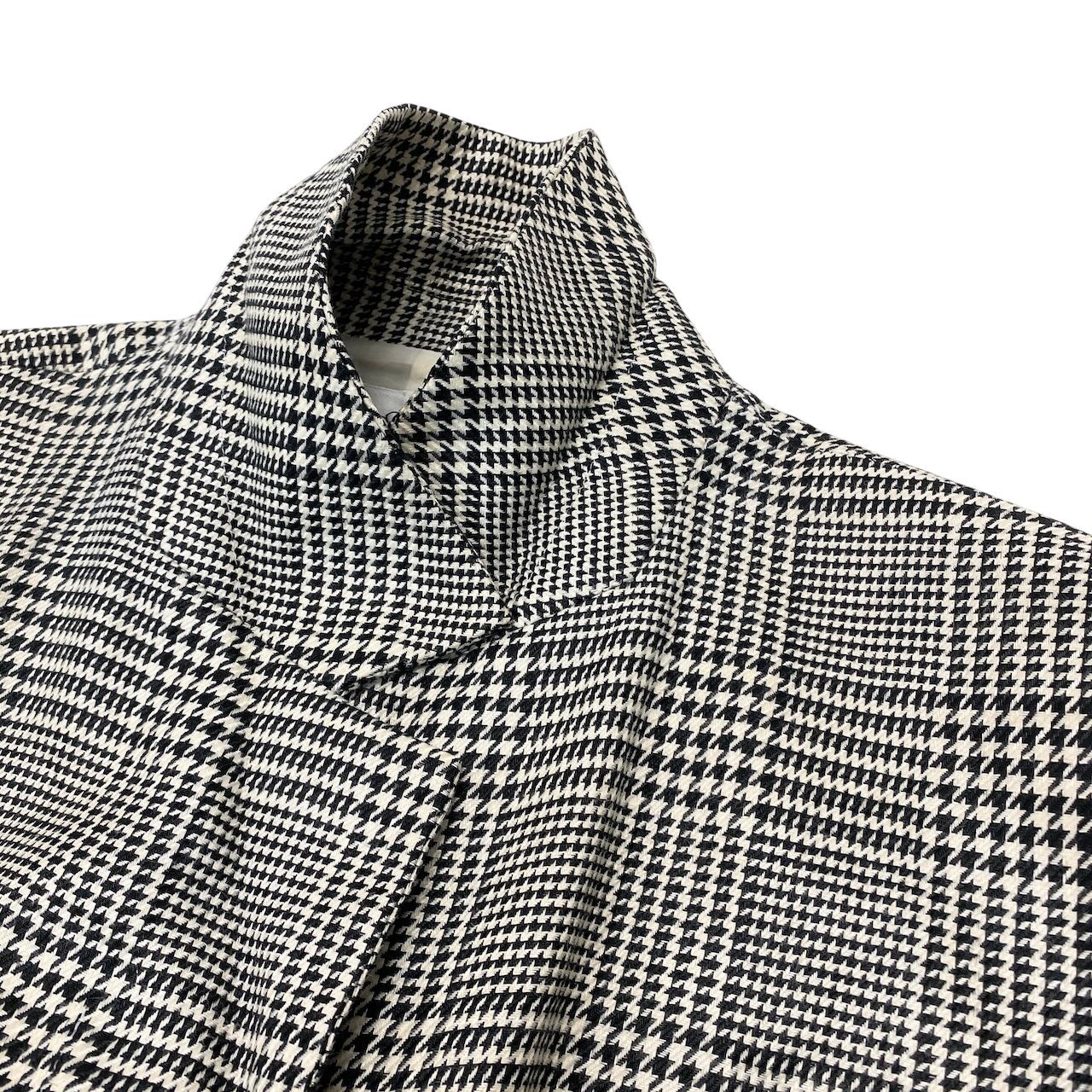68g4 YVES SAINT LAURENT イヴサンローラン 千鳥格子柄 チェスターコート ロングコート 比翼ボタン サイズ38 アイボリー ブラック レディースu02t