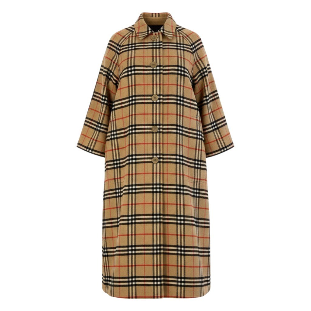 Ij23 Burberrys バーバリーズ ノバチェック リバーシブルコート サイズ11AB ベージュ ウール100％ レディースu02t