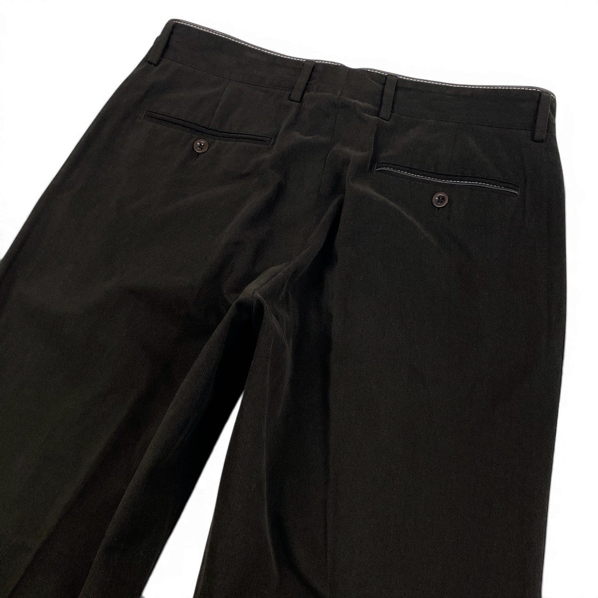 30f6 HERMES エルメス レザー切替 コットンパンツ ボトムス  52サイズ XL相当 ダークブラウン メンズ 紳士服u02t