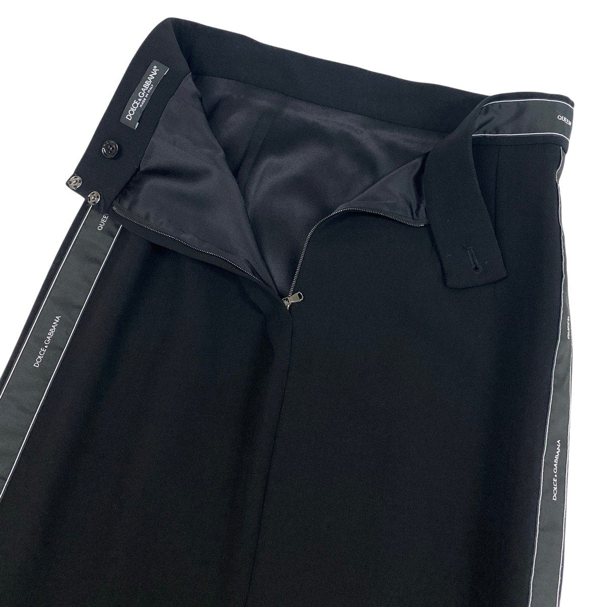 h17 【美品】DOLCE&GABBANA ロングスカート サイドライン 42サイズ ブラック レディース 女性用k02i