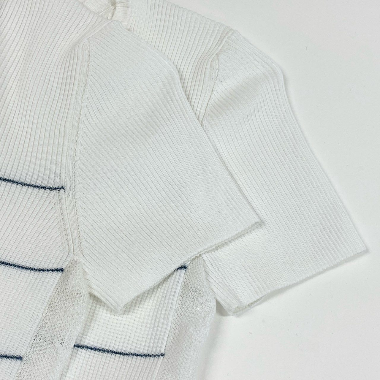 Cb19-1 CHANEL シャネル 2004年 P23260 ココマークデザイン サイドメッシュ 半袖ニット カットソー サイズ38 ホワイト レディース トップスta1