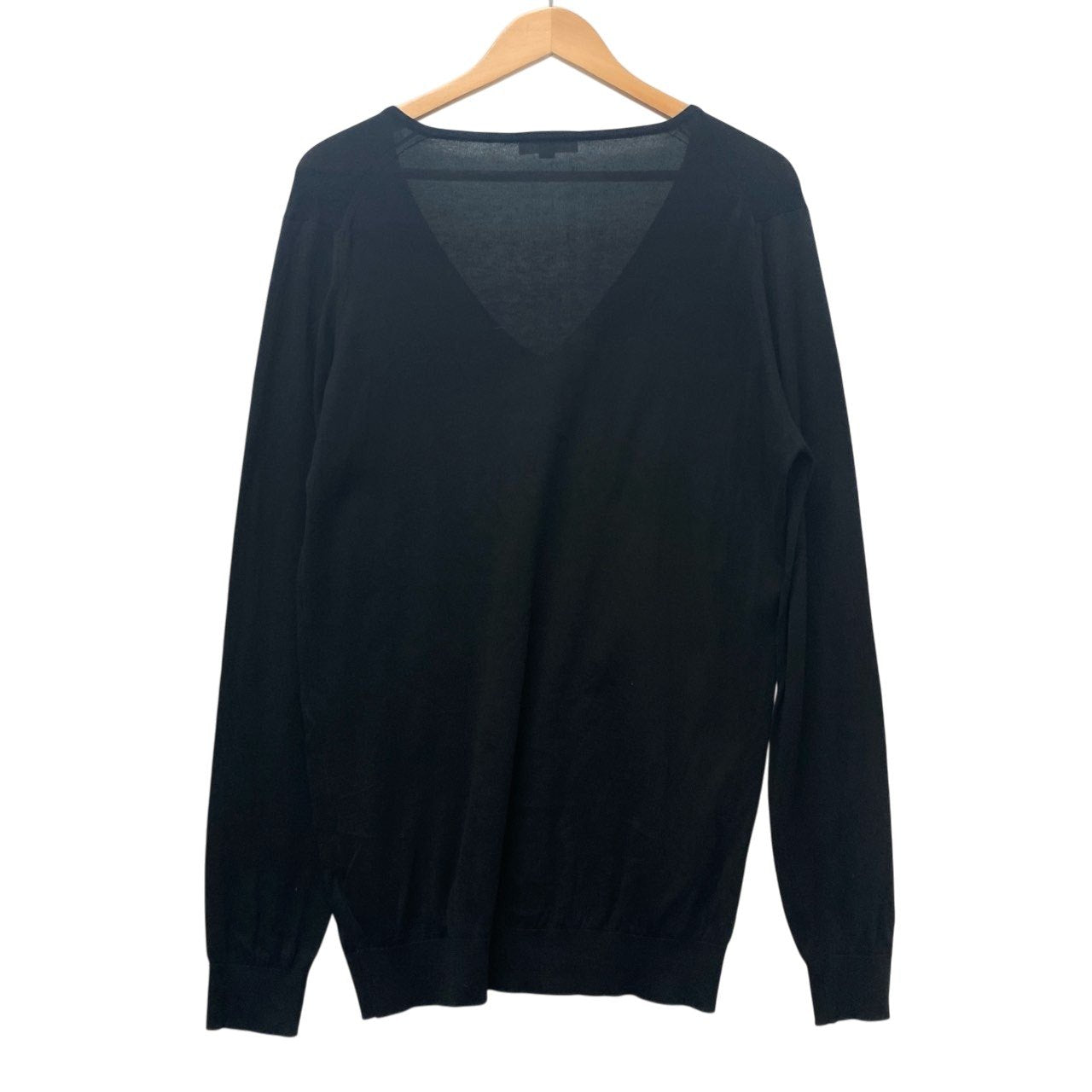 24b16 【美品】JOHNSMEDLEY ジョンスメドレー Vネックロングスリーブニットセーター コットンニット トップス Lサイズ ブラック コットン100％ メンズ 男性用u02t