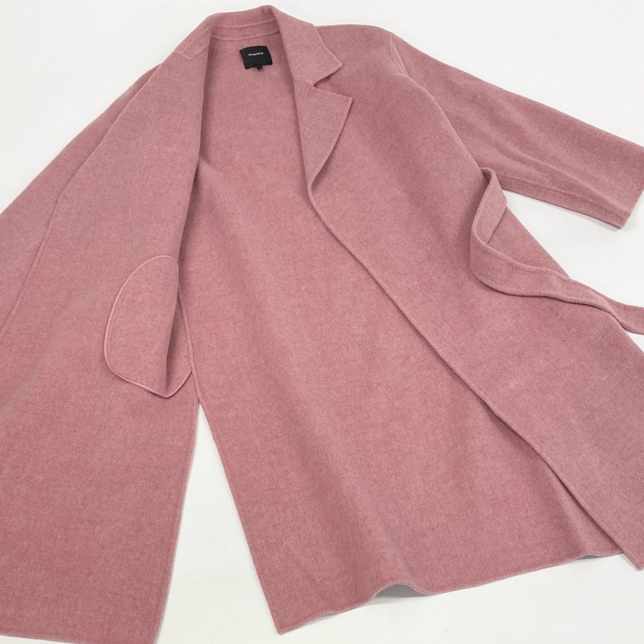 2L12 《美品》 Theory セオリー ウールカシミヤ ダブルフェイスコート COLLAR COAT NEW DIVIDE LUXE S ピンク レディース 女性用u02t