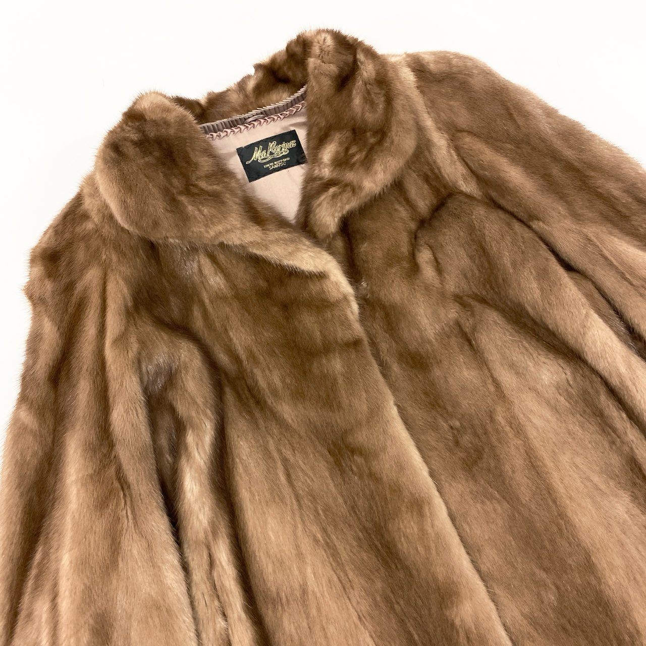 70L17 SAGA MINK サガミンク 銀サガ パステルミンク ロングコート サイズ11号 茶系 最高級本毛皮 MINK FUR リアルファーポケット有t18r