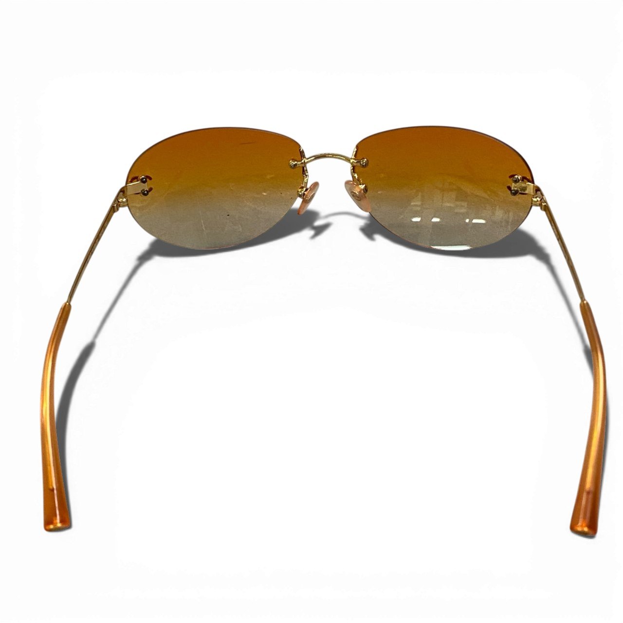 b15 CHANEL シャネル リムレス サングラス アイウェア ココマーク カラーレンズ 4013 59□16 オレンジ レディースta1