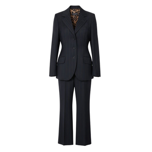 i27 【美品】DOLCE＆GABBANA スーツセットアップ テーラードジャケット スラックスパンツ イタリア製 38サイズ グレー ウール100％ レディース 女性用u02t