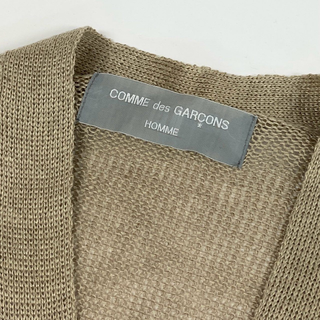 28b20 COMME des GARCONS HOMME コムデギャルソンオム 1994 田中オム サマーニットカーディガン トップス 表記無し ベージュ リネン 90su02t