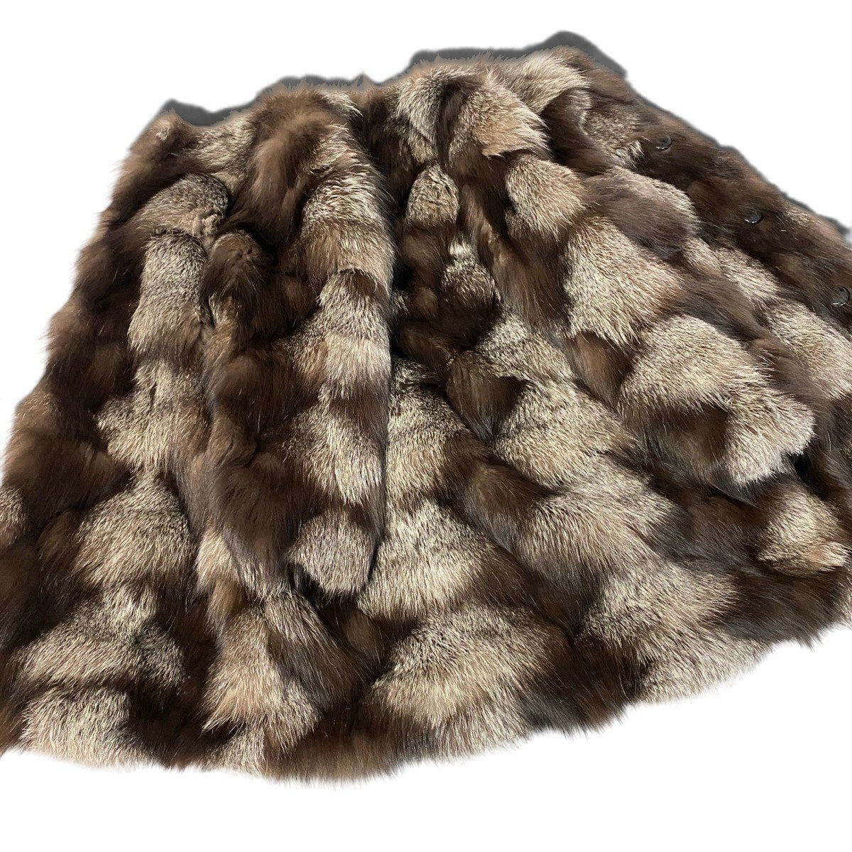 Ej26 【極美品】 Fleur KOBE FUR 毛皮コート ノーカラー シルバーフォックス 裏地総柄 サイズF FOX FUR 本毛皮 レディースu02t