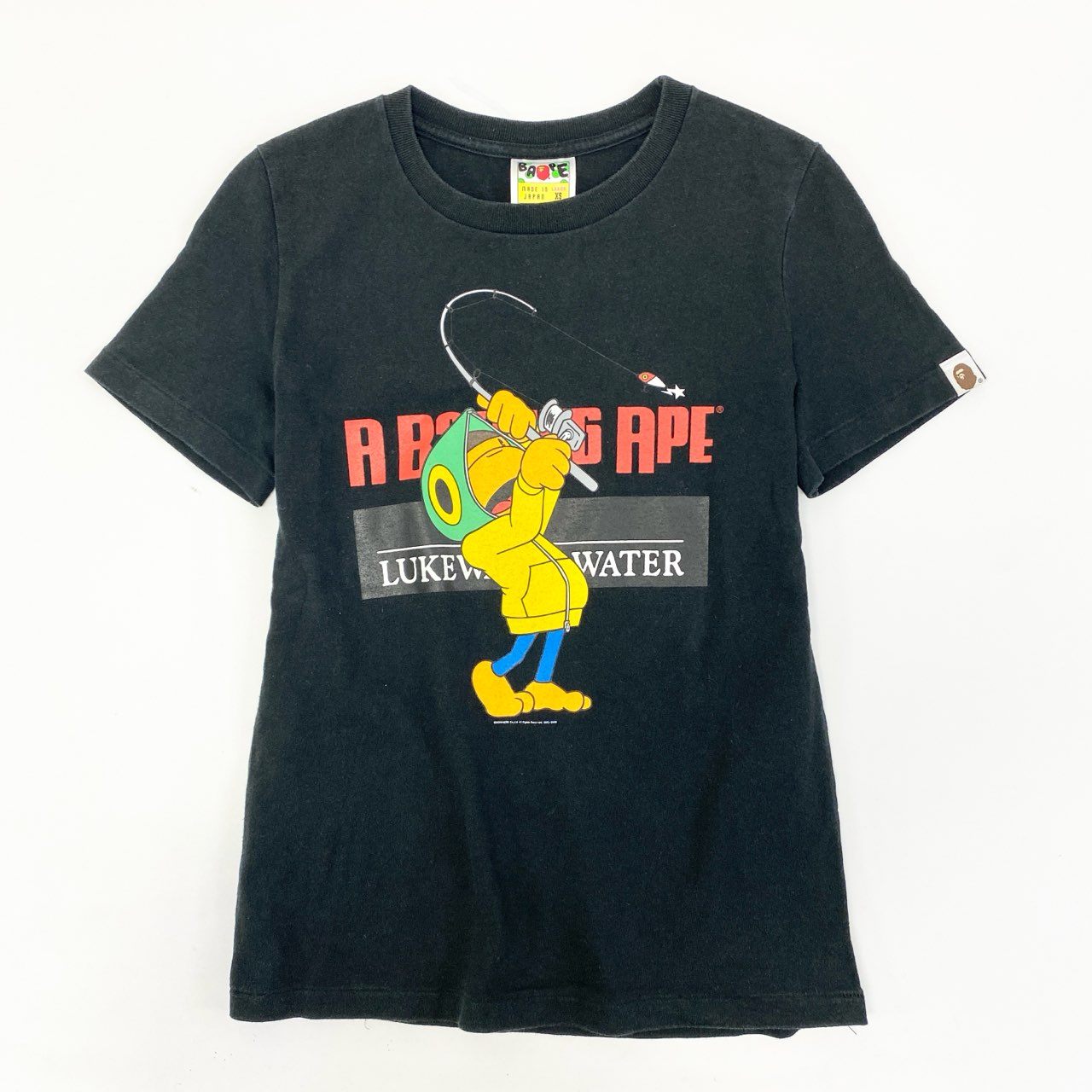 11i16 A BATHING APE ア ベイシング エイプ 半袖 プリント Tシャツ カットソー 日本製 XSサイズ ブラック コットン レディースk02i
