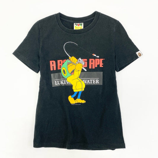 11i16 A BATHING APE ア ベイシング エイプ 半袖 プリント Tシャツ カットソー 日本製 XSサイズ ブラック コットン レディースk02i