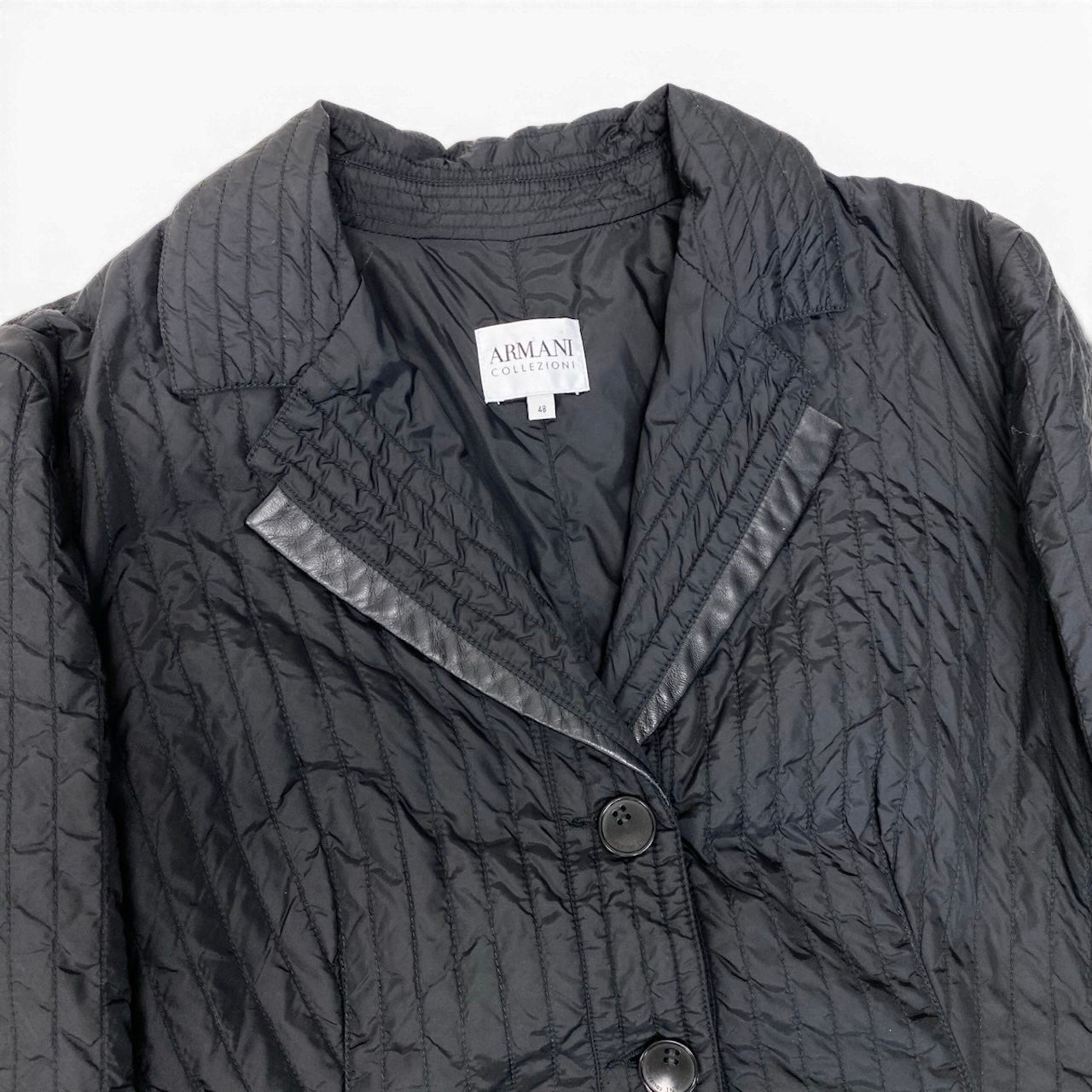 89g20 ARMANI COLLEZIONI アルマーニコレツィオーネ ナイロンジャケット キルティング 軽量 サイズ48 ブラック ナイロン100％ レディース 女性用u02t