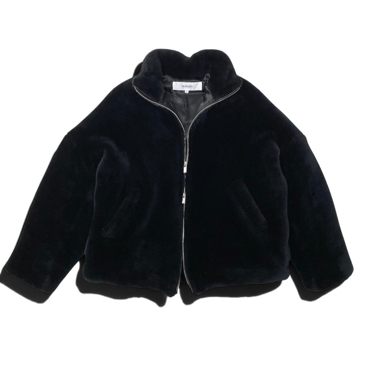 27j16 【美品】 sulvam サルバム 19aw ビッグファージャケット ファイクファーブルゾン SK-Y05-600 サイズS ブラック メンズu02t
