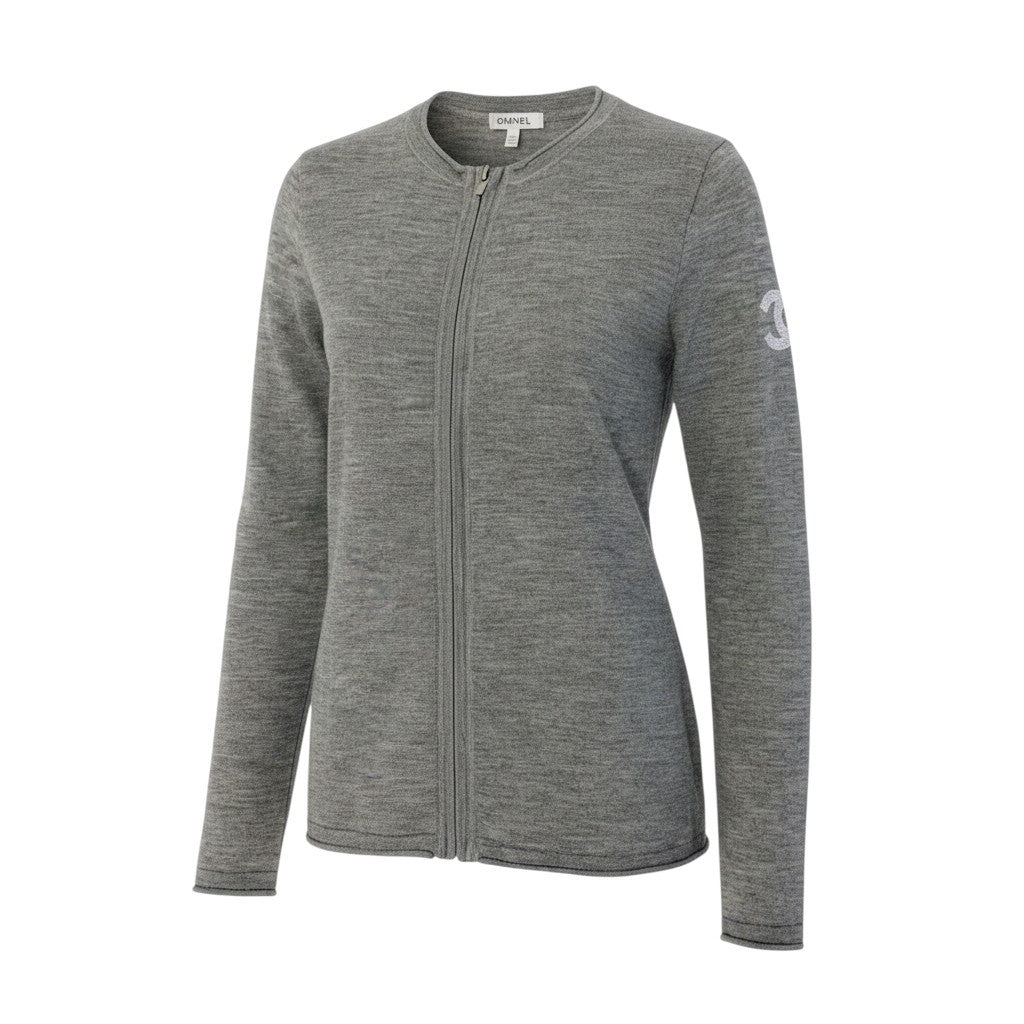 38a16 CHANEL SPORT シャネル スポーツ 2009年 スパンコール ココマーク カシミヤ100 薄手ニット カーディガン アンサンブル P36086 38 グレー レディース ニットta1