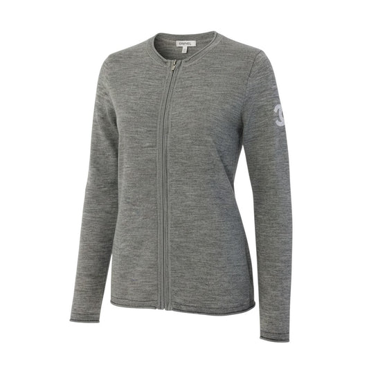 38a16 CHANEL SPORT シャネル スポーツ 2009年 スパンコール ココマーク カシミヤ100 薄手ニット カーディガン アンサンブル P36086 38 グレー レディース ニットta1