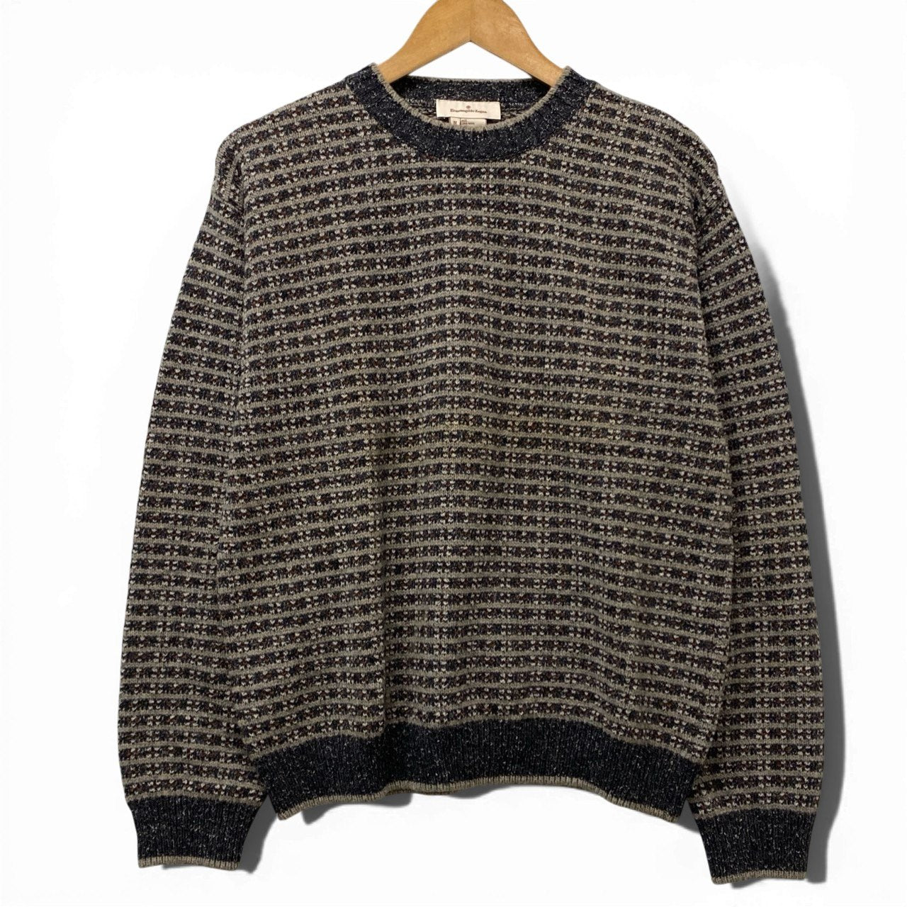 54b10 【美品】Ermenegildo Zegna エルメネジルドゼニア クルーネックニットセーター プルオーバー トップス Mサイズ マルチカラー メンズu02t