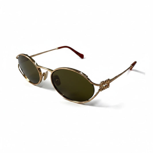 i7 Miu Miu ミュウミュウ ロゴメタル サングラス Logo Metal Sunglasses SMU52Y 54□21 ゴールド ブラウンt18r