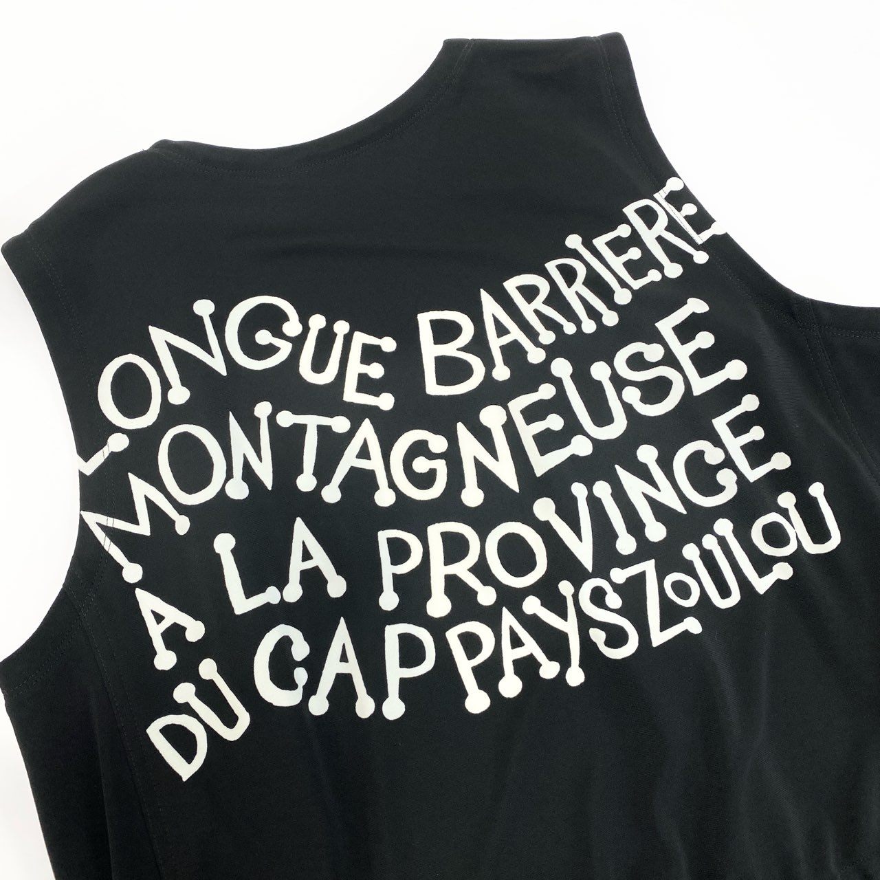 20Ⅼ2《美品》 TOKUKO 1er VOL トクコプルミエヴォル アシンメトリー ジレベスト バックプリント 伸縮ストレッチ レディース 女性用 9 ブラックu02t