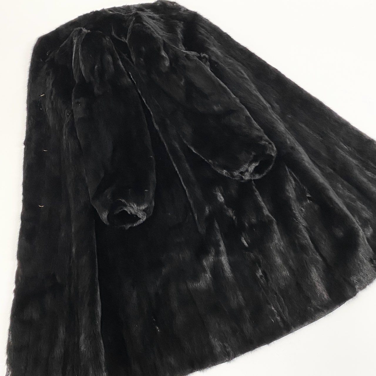 6a21 SAGA MINK サガミンク 銀サガ ダークミンク 丈112cm 超ロングコート サイズ13 ブラック 最高級本毛皮 Dark Mink Fur Long Coatt18r