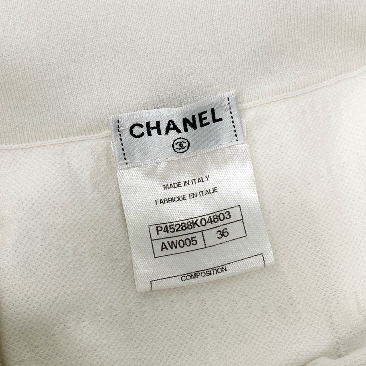 42b27 CHANEL シャネル P45288 ココマーク付き ジャガード カメリア ニットスカート サイズ36 ホワイト レディースk02i