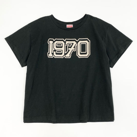 29d11 KENZO ケンゾー 22AW Varsity Boxy T-Shirt バーシティ ボクシー Tシャツ カットソー 半袖 FC65TS4274SC Mサイズ ブラック コットン