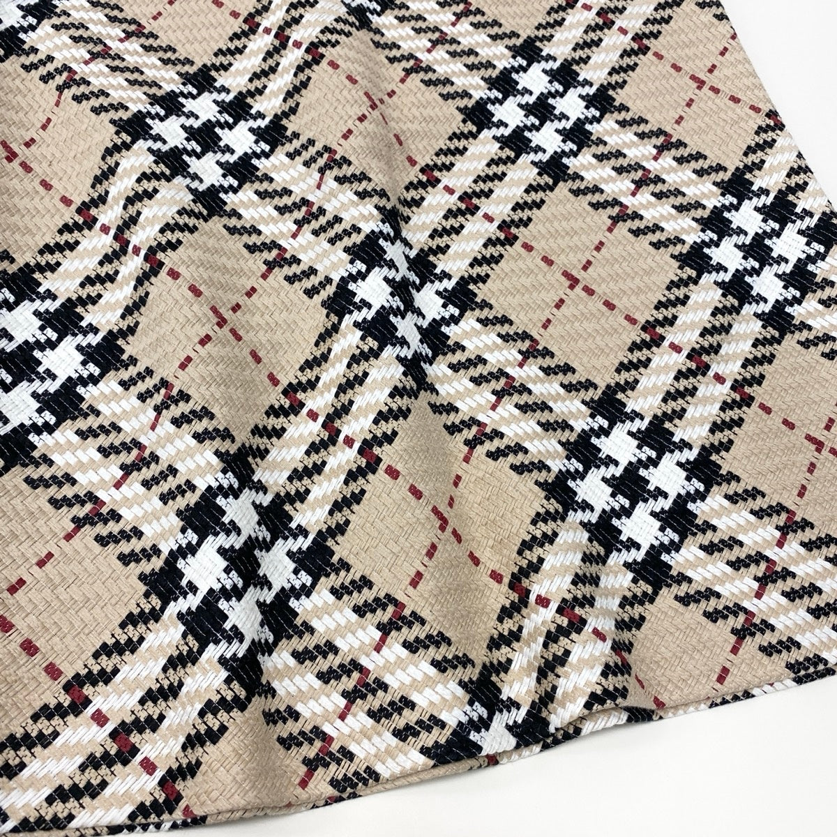 If25 BURBERRY LONDON バーバリー ノバチェック ツイードスカート サイズ40 ベージュ コットン100％ レディースo07t