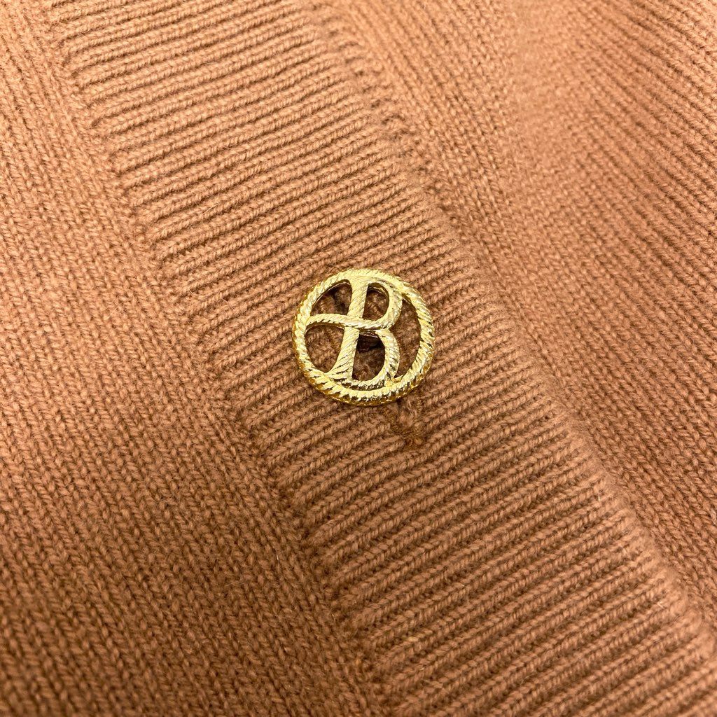 43l25《美品》 BALLANTYNE バランタイン ピュアカシミヤ 100％ 金ボタン カーディガン サイズ4 茶系 PURE CASHMERE スコットランド製t18r