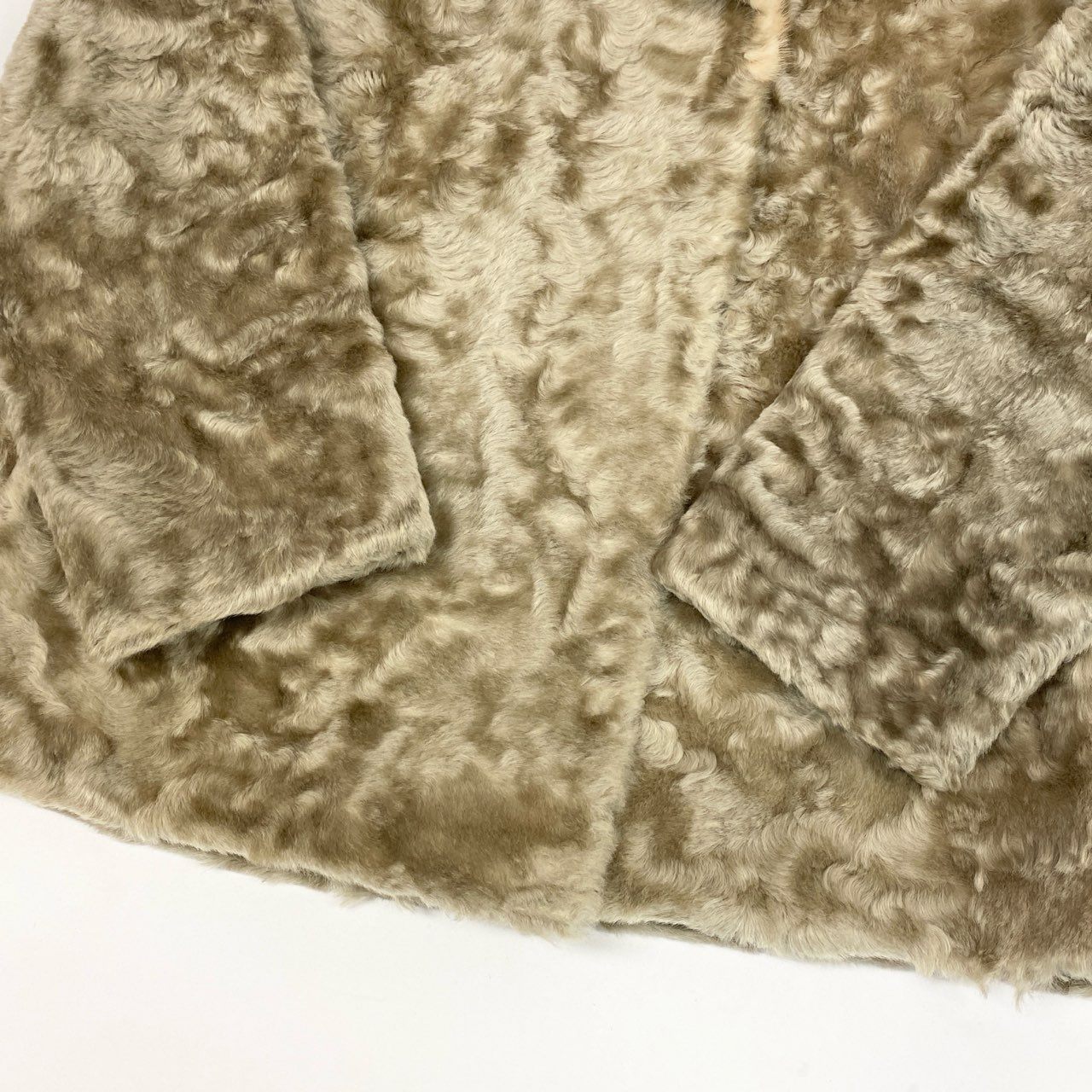 33l14 パステルミンク × カラクルラム ファーコート サイズ11号 ベージュ 本毛皮 MINK × LAMB FURt18r