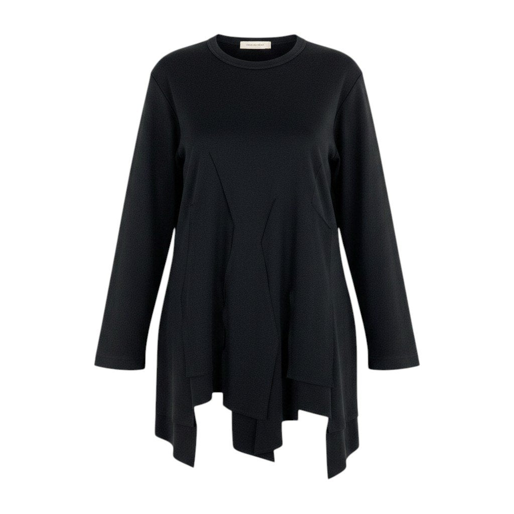 i3 COMME des GARCONS 変形カットソー カットデザイン トップス AD2024 日本製 Lサイズ ブラック ポリエステル100％ レディース 女性用u02t