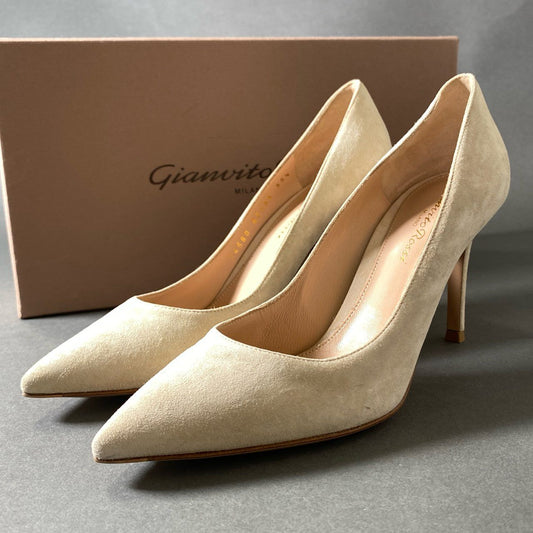 6g28 Gianvito Rossi ジャンヴィットロッシ スウェードパンプス G24580 サイズ35 1/2 ベージュ スウェード レディース 女性用 靴 シューズ