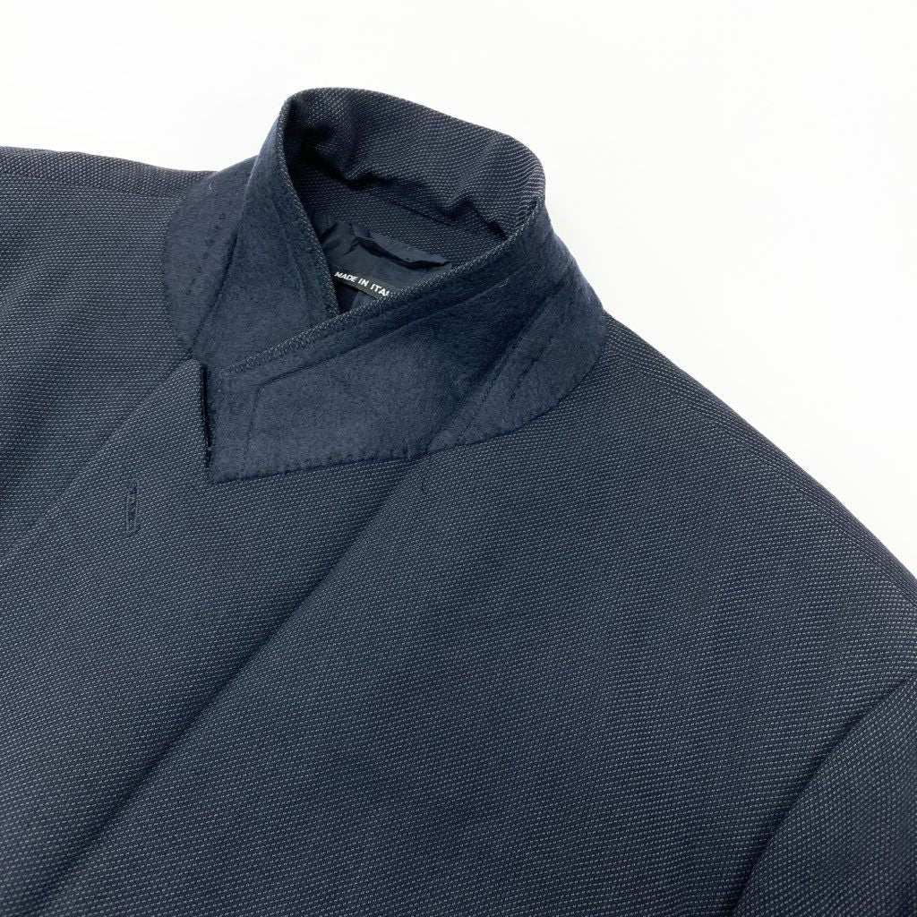 42a27 GIORGIO ARMANI ジョルジオアルマーニ イタリア製 セットアップ ダブルスーツ フォーマル ウールブレンド〇 大きいサイズ 52 ブラックo07t