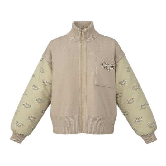 Ed24 HERMES エルメス 24~25AW カレイドスコープ エフェクト ジップジャケット 2way サイズ38 ベージュ レディースk02i