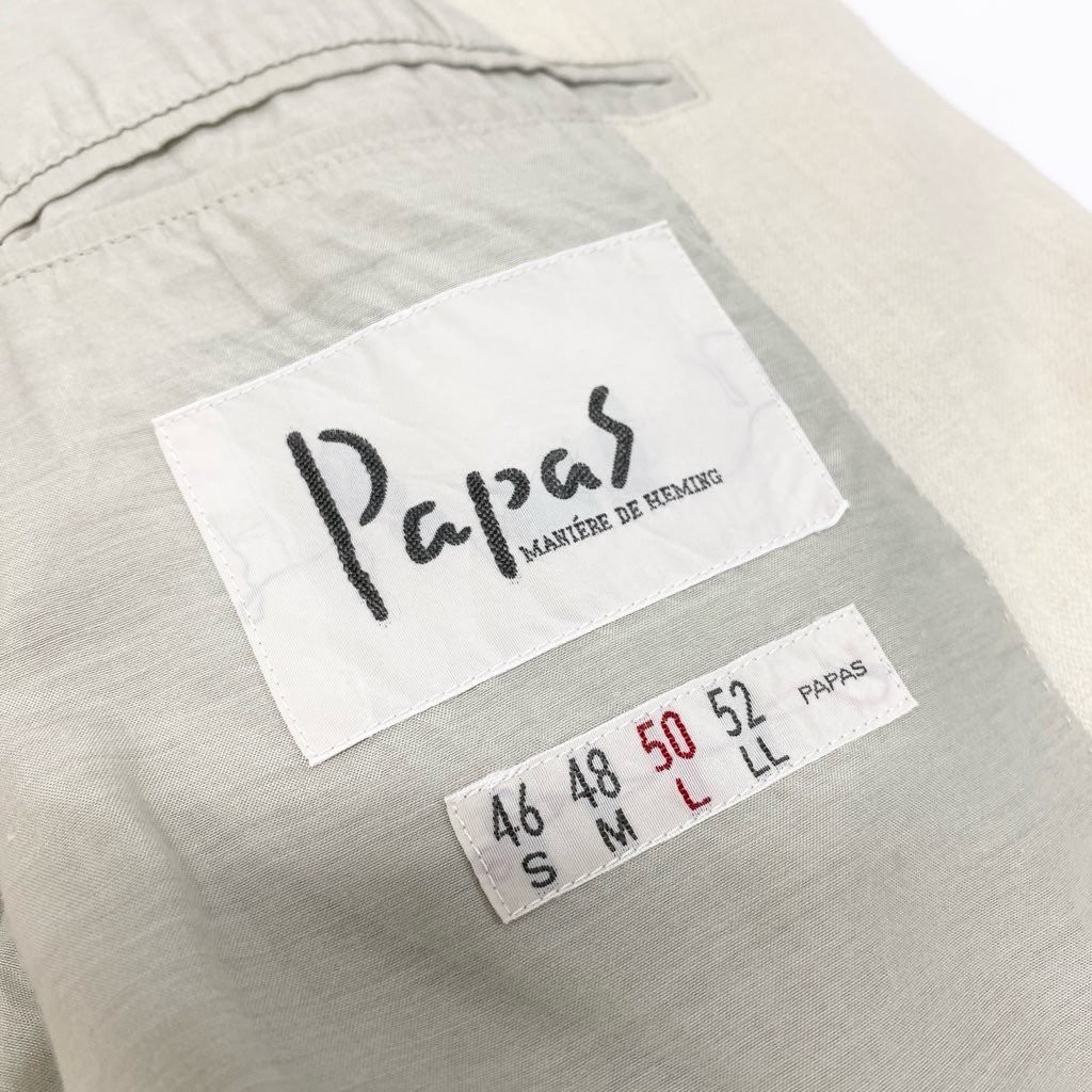 40l25 Papas パパス テーラードジャケット サマージャケット ブレザー 50 アイボリー リネン100 メンズ 紳士服u02t
