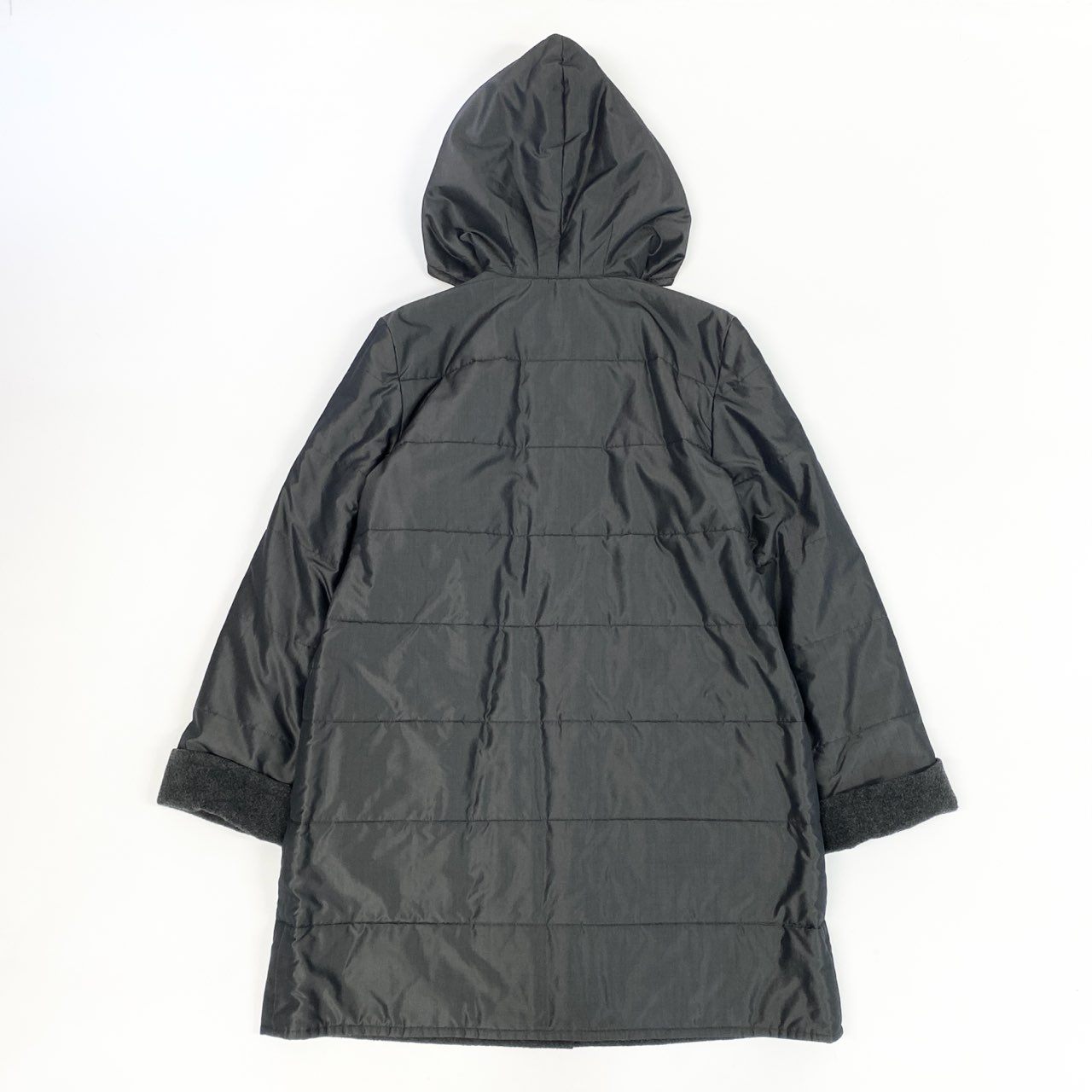 13j29 《美品》FOXEY フォクシー リバーシブルコート ロングコート フーディー アウター カシミヤ混 Fサイズ グレー レディースu02t