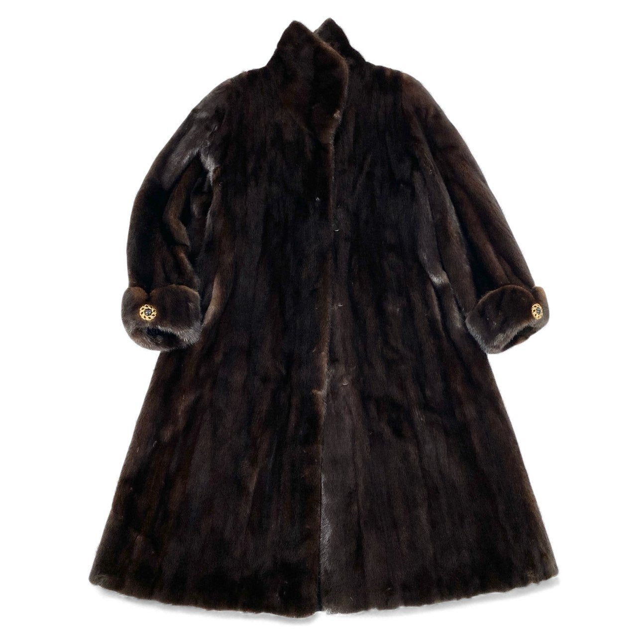 28k29 EMBA エンバ デミバフミンク ミンクコート 超ロングコート 108cm 飾りボタン 最高級毛皮 リアルファー MINK FUR 11  ブラウン系u02t