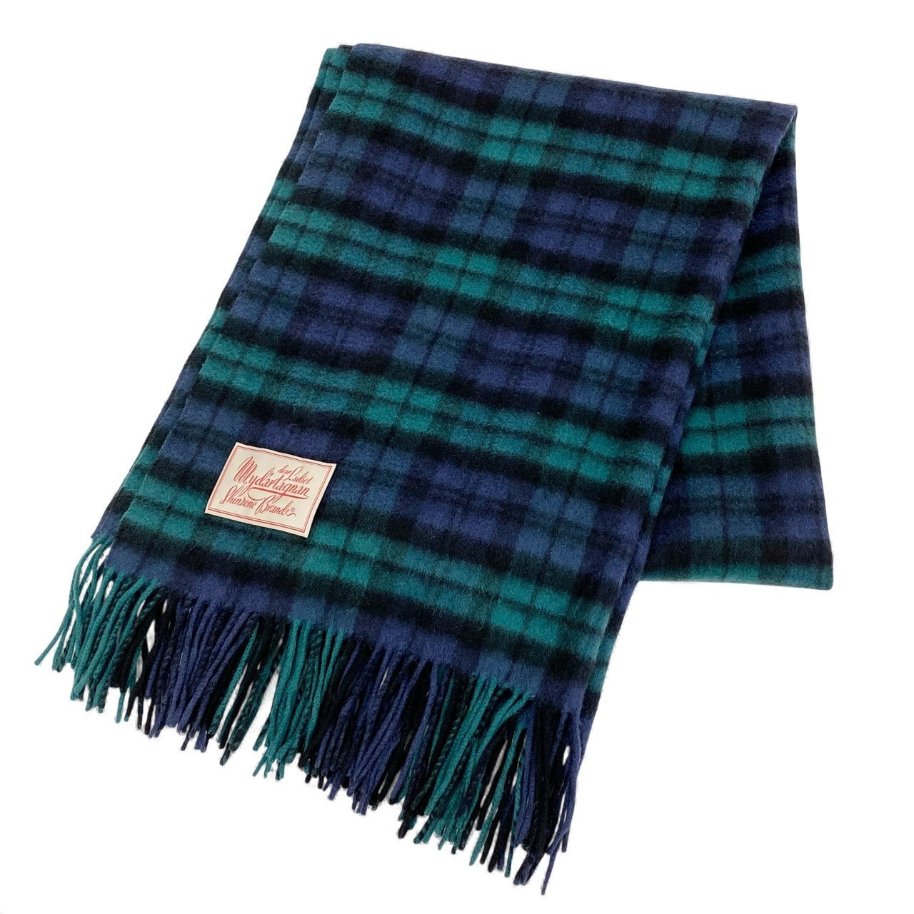 l15 SHINZONE シンゾーン マイダルタニアン 大判 カシミヤマフラー フリンジストール グリーン チェック カシミア レディース 女性用u02t