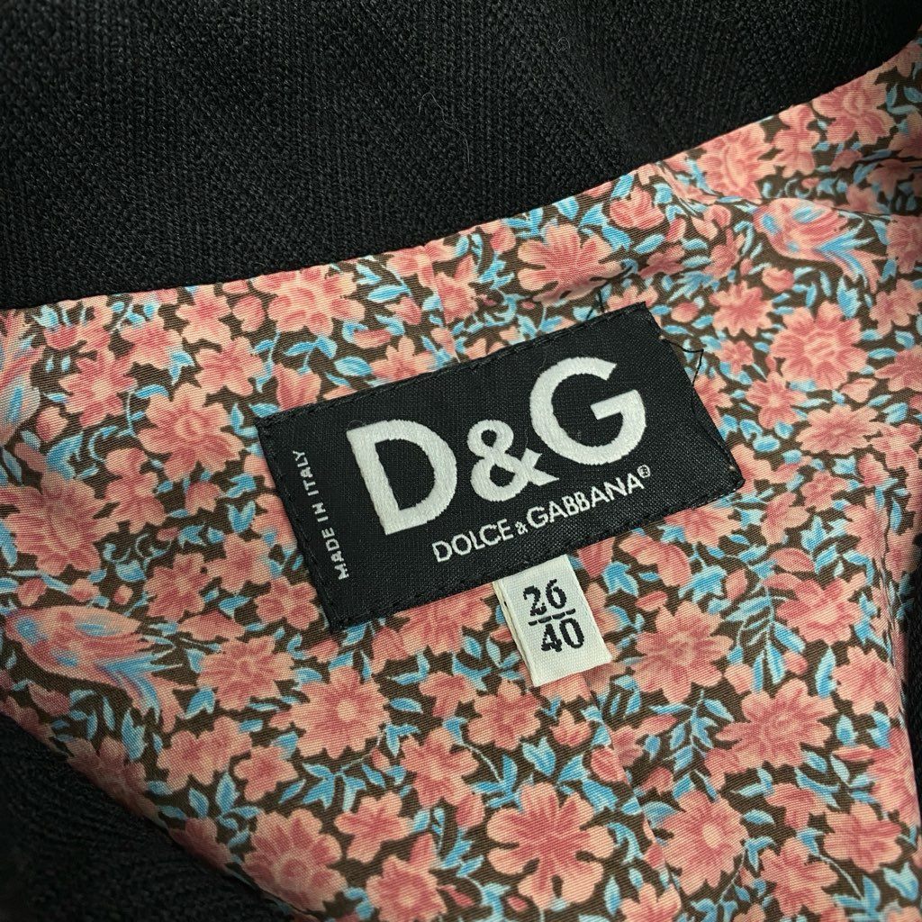 16a27 D&G DOLCE&GABBAN ディー&ジー ドルチェアンドガッパーナ チェスターコート ロングコート 裏地花柄 イタリア製 26/40サイズ ブラック レディース 女性用o07t