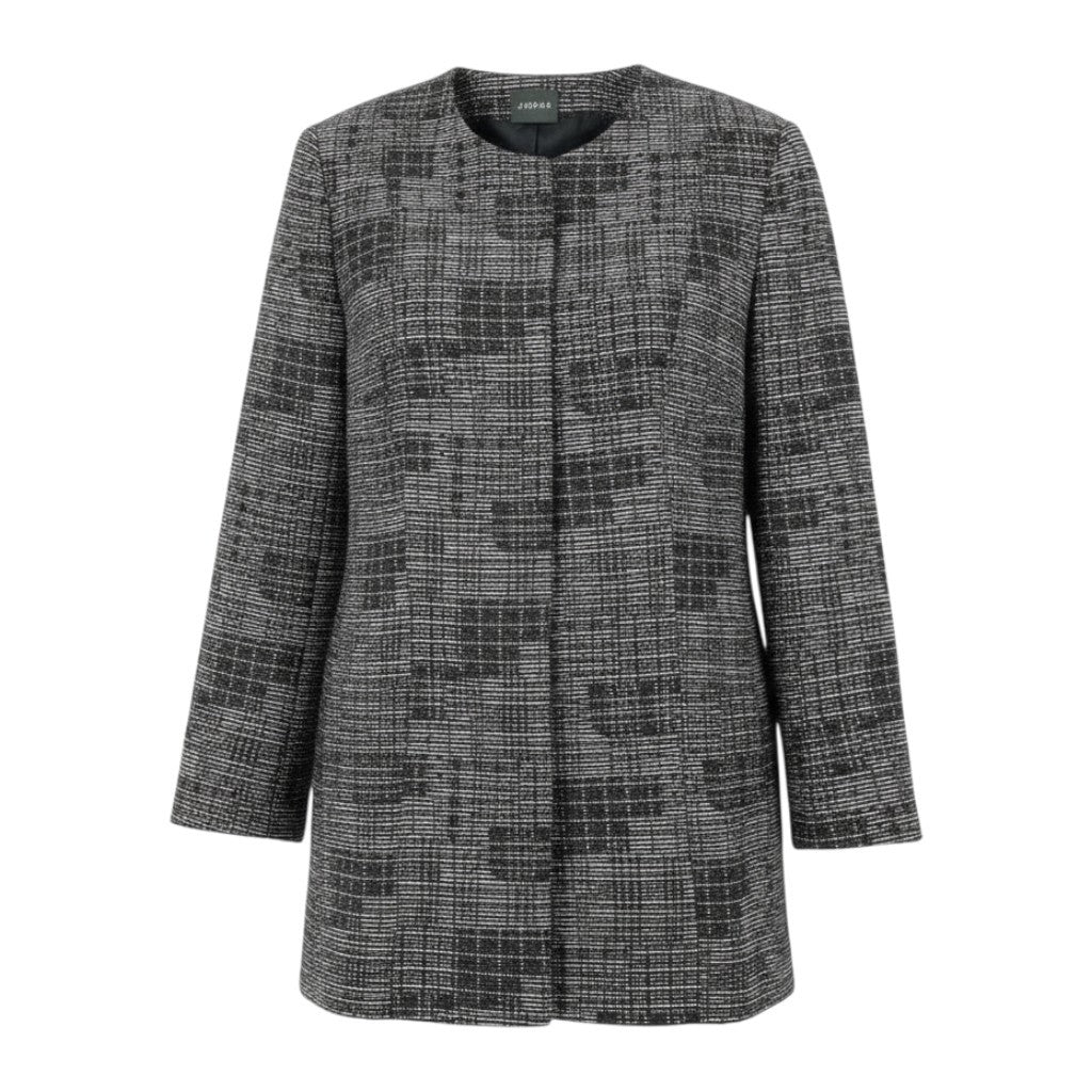 59L15 【美品】AKRIS アクリス ノーカラージャケット ウールジャケット アウター 40サイズ ブラック ホワイト ウール100％ レディースu02t