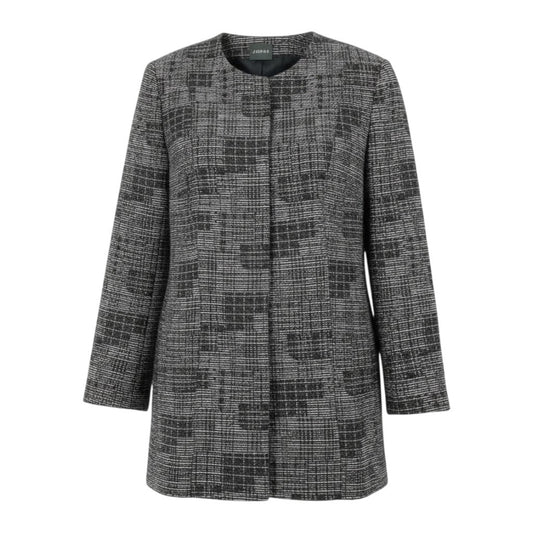 59L15 【美品】AKRIS アクリス ノーカラージャケット ウールジャケット アウター 40サイズ ブラック ホワイト ウール100％ レディースu02t