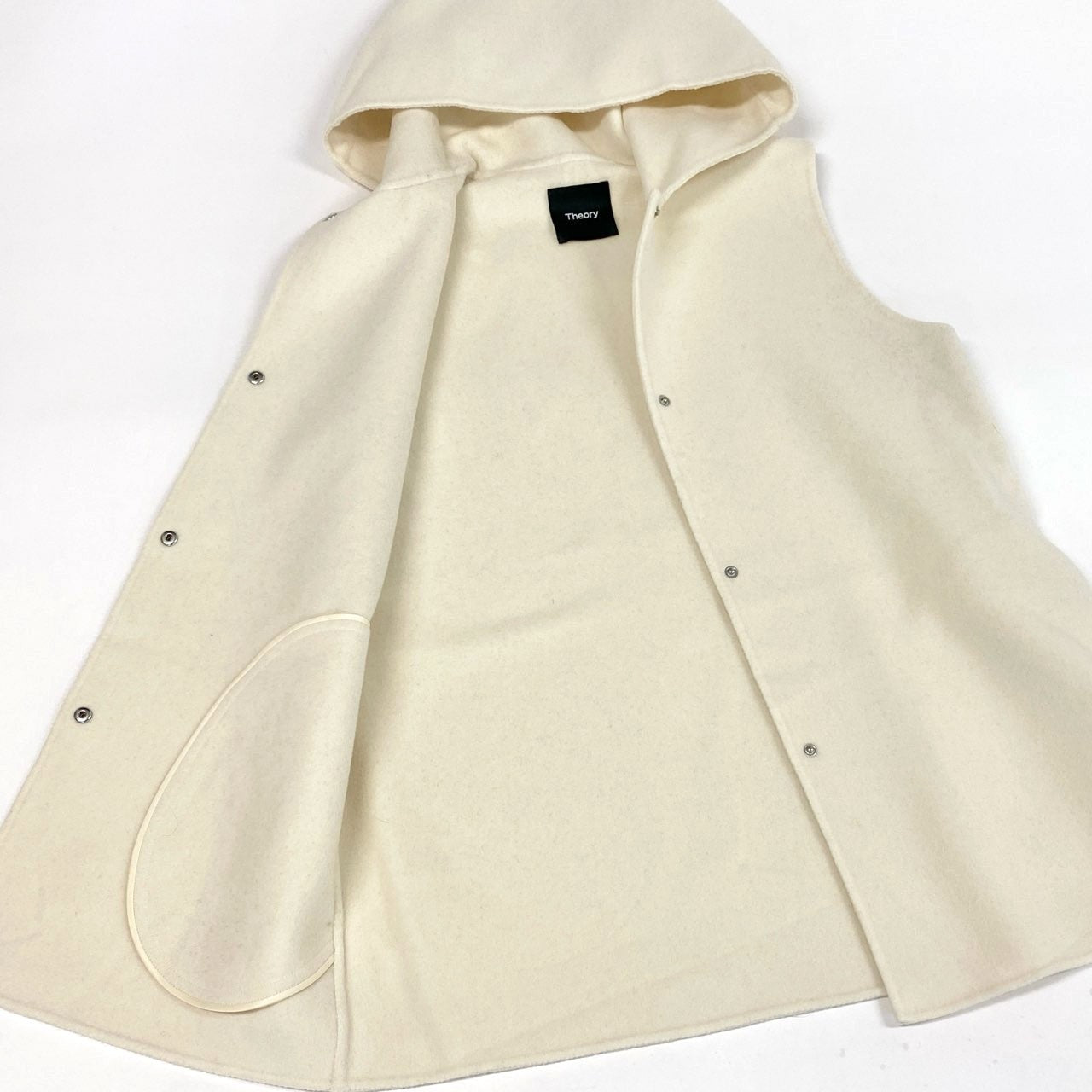 12L15 Theory セオリー CLAIRENE VEST DF フーディベスト 羽織り アウター カシミヤ混 S オフホワイト ウールカシミヤ レディースk02i