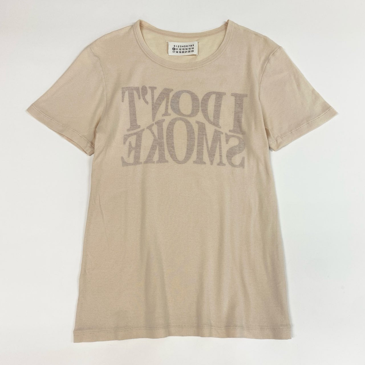 59j6 MaisonMargiela メゾンマルジェラ 半袖Tシャツ プリントカットソー クルーネック メンズ 紳士服 トップス ライトベージュu02t