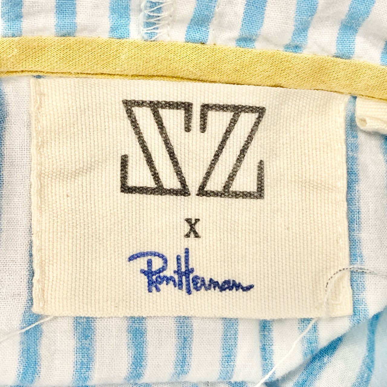 75b26 Ron Herman×SZ Blockprints ロンハーマン SZブロックプリント フーディーロングスリーブワンピース ロングワンピース ストライプ 3510300579 Sサイズ ホワイト ブルー コットン100％ レディース 女性用u02t