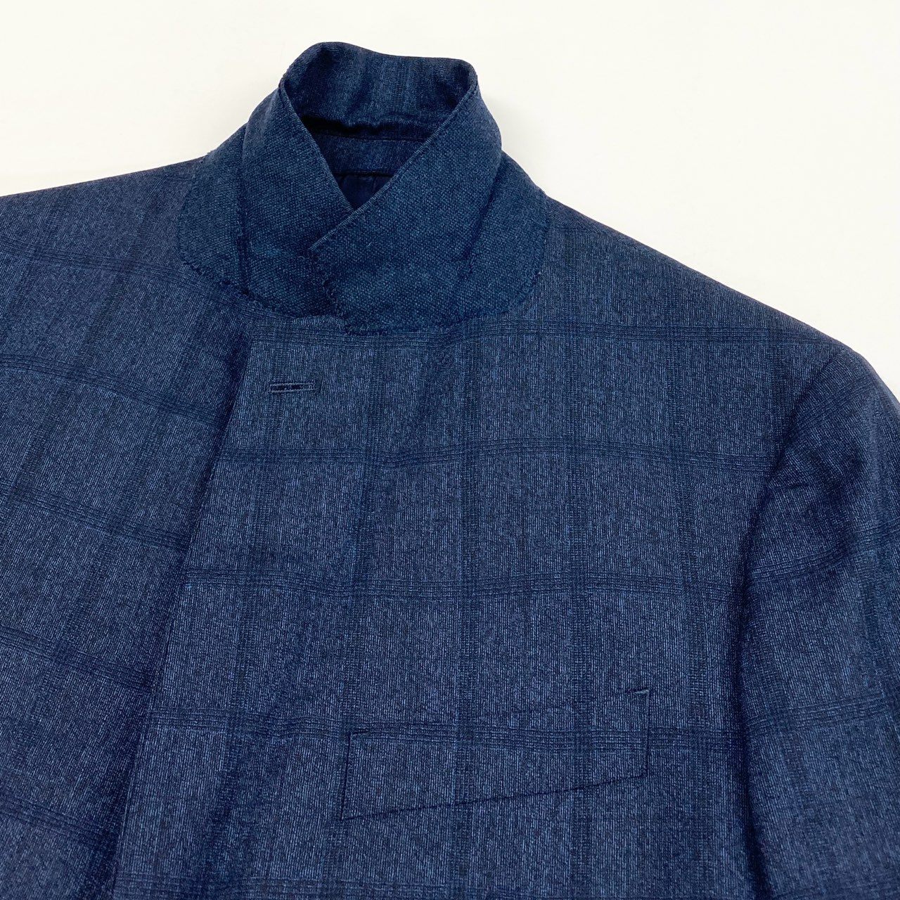 64L15 《美品》 TAKEO KIKUCHI タケオキクチ 日本製 NIKKE社製 シングルスーツ セットアップ 2 ブルー系 チェック ウール メンズu02t